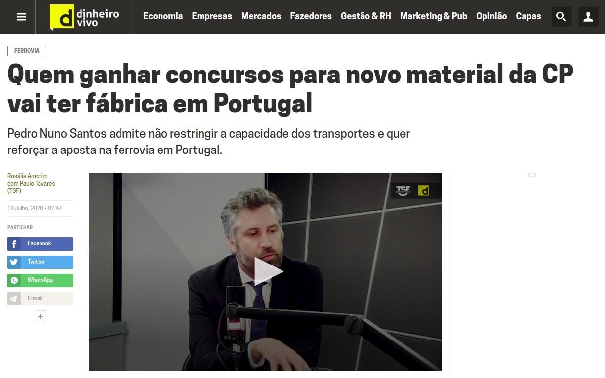 Quem ganhar concursos para novo material da CP vai ter fábrica em Portugal – Dinheiro Vivo