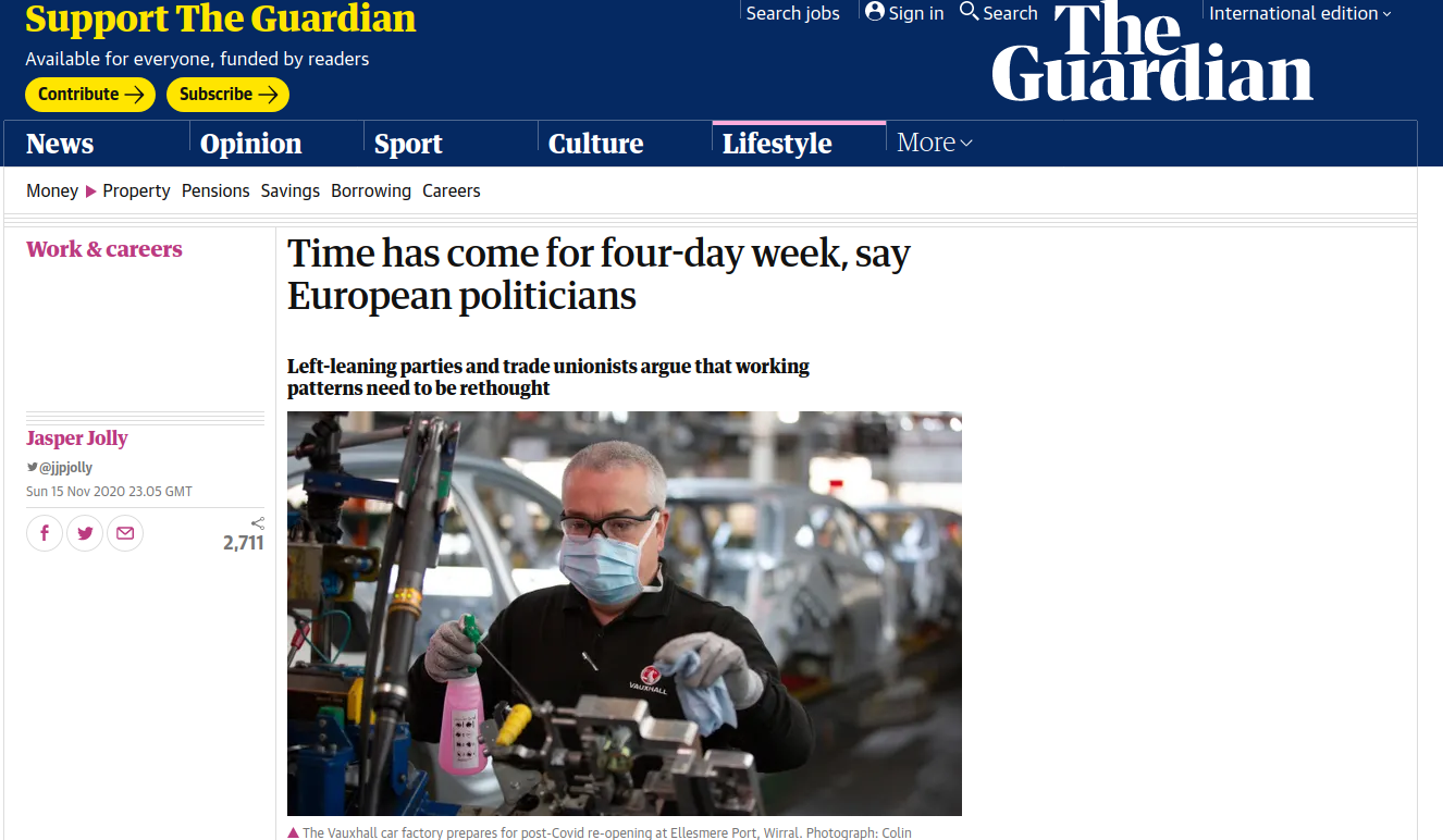 O tempo de quatro dias de trabalho por semana chegou, dizem políticos europeus – The Guardian
